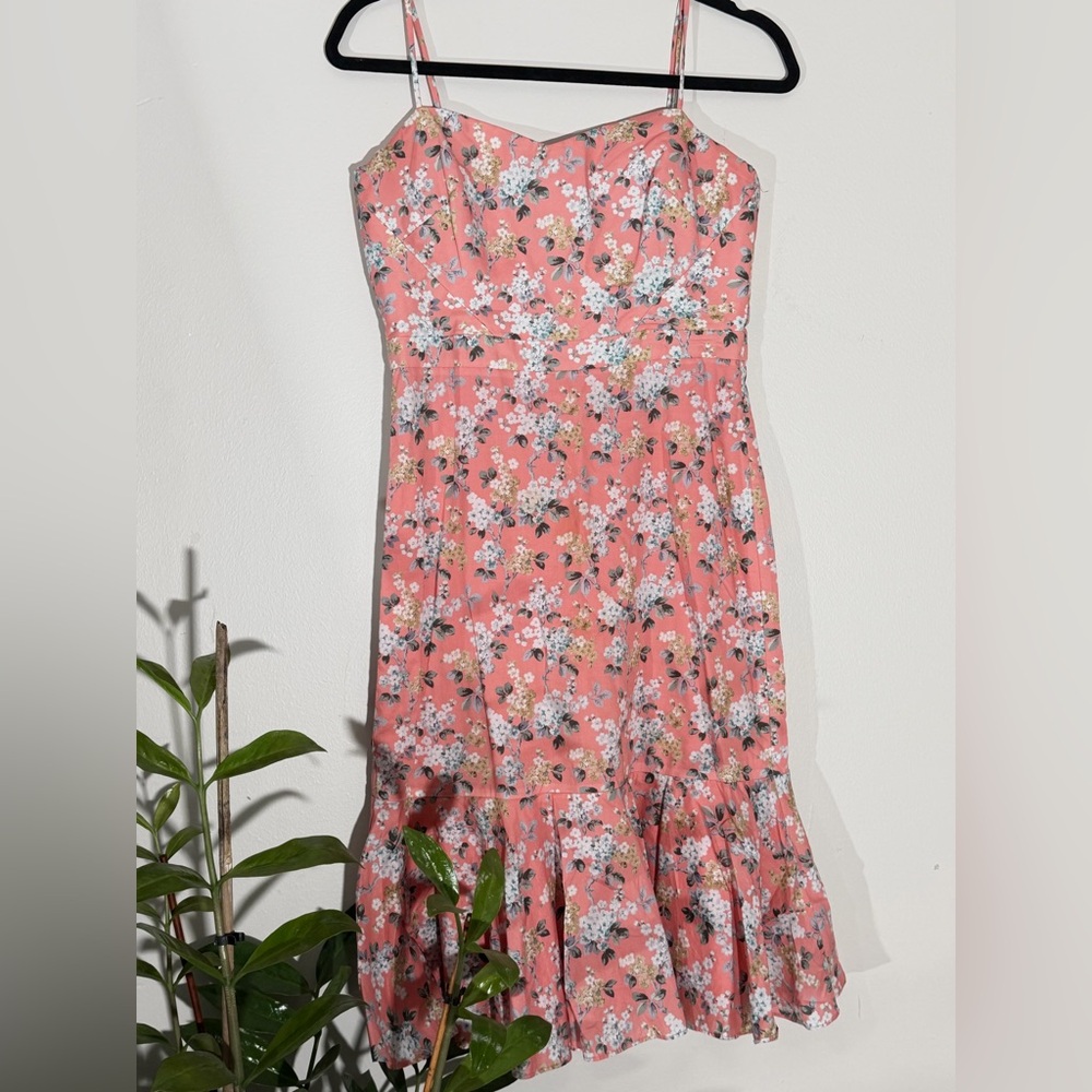 J. Crew Strapless Floral Dress in Pink and White